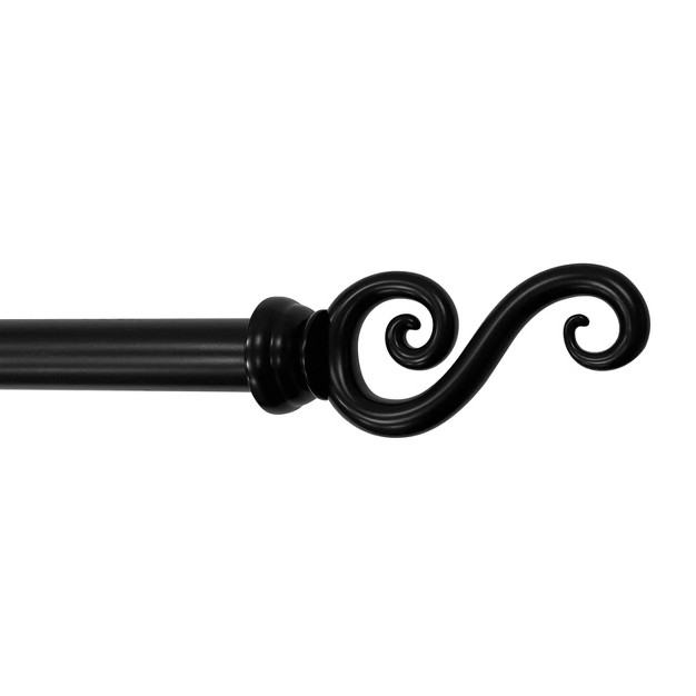 Decorative Drapery Single Rod Set With Scroll Finials Black Lumi Home Furnishings