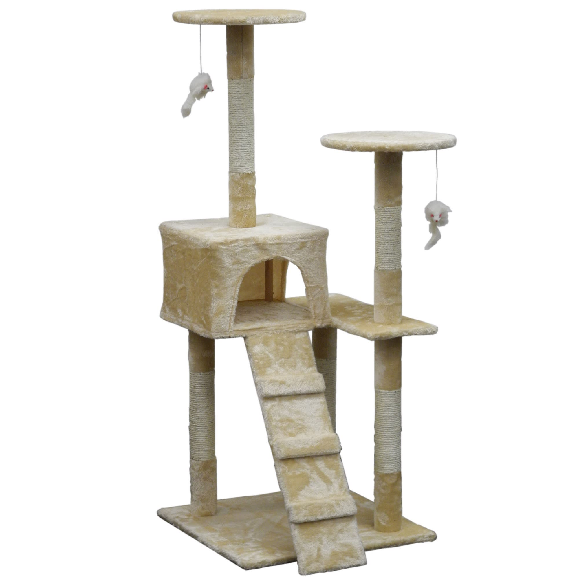 Go Pet Club Economical Beige Cat Tree Condo with Sisal Covered Posts， 51.25