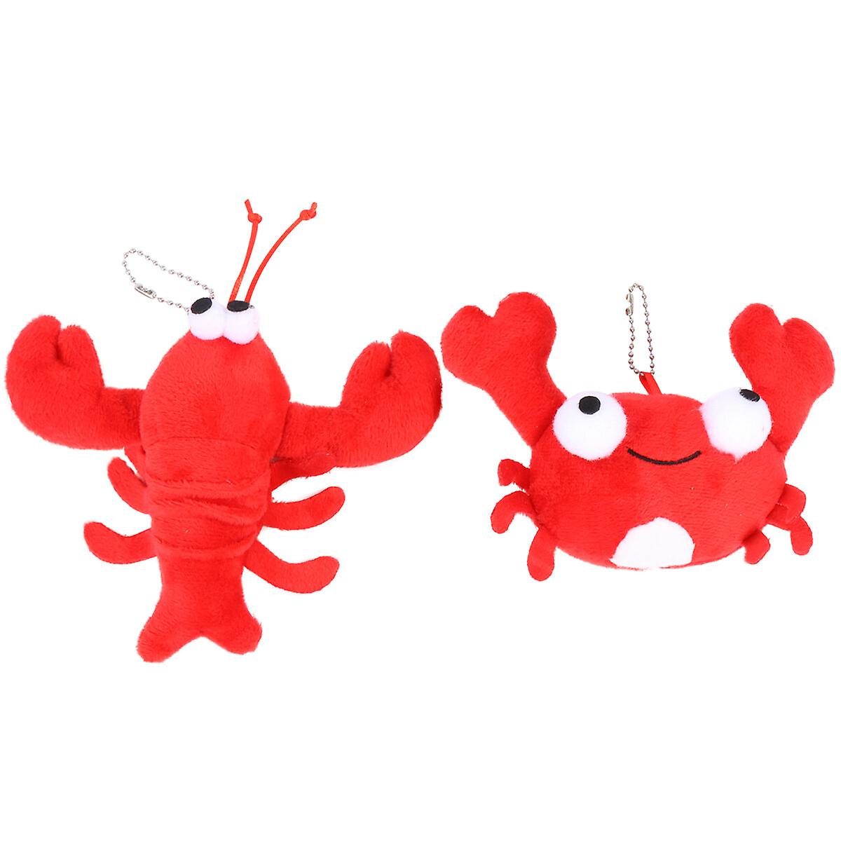 2pcs Fluffy Pendant Bag Charm Lobster Pendant Crab Keychain Pendant Plush Toy