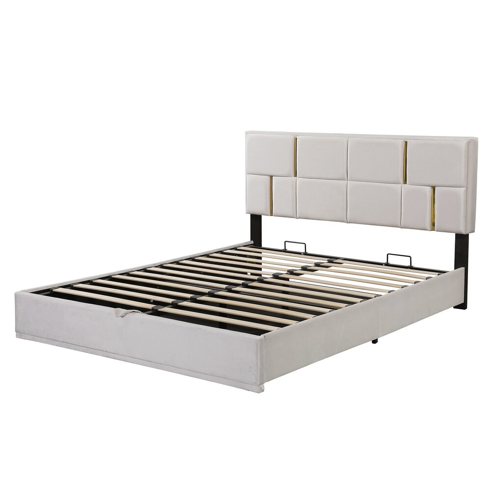 2 Pieces Bedroom Sets  Queen Size Upholstered Platform Bed