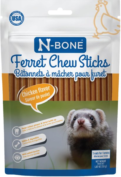 N-Bone Chicken Flavor Chew Sticks Ferret Treat， 1.87-oz bag