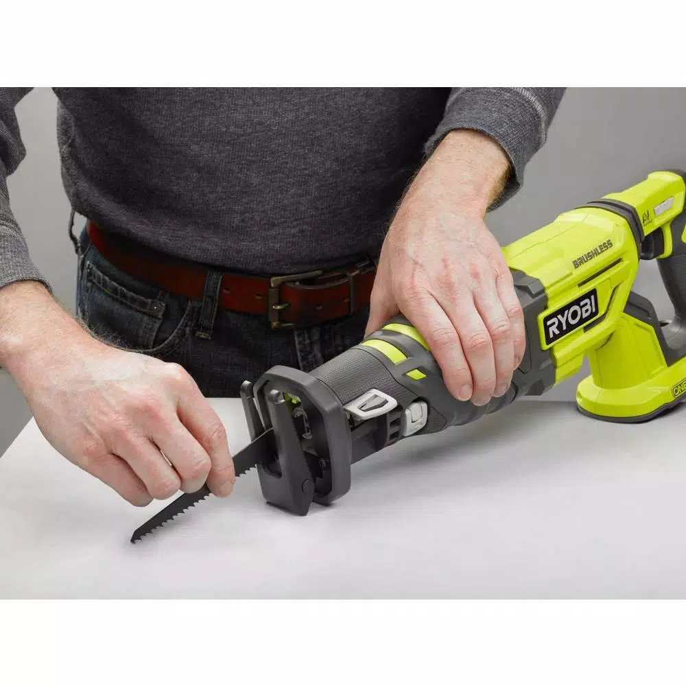 RYOBI 18-Volt ONE+ Cordless Brushless Reciprocating Saw (Tool Only) with Wood Cutting Blade and#8211; XDC Depot