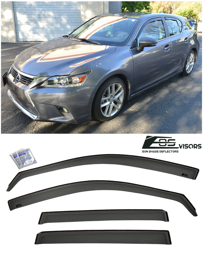 Extreme Online Store for 2011-2017 Lexus CT200h | EOS Visors in-Channel Style JDM Smoke Tinted Side Vents Window Deflectors Rain Guard