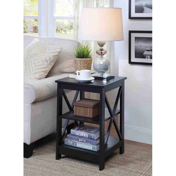 Copper Grove Cranesbill X-Base 3-Tier End Table with Shelves