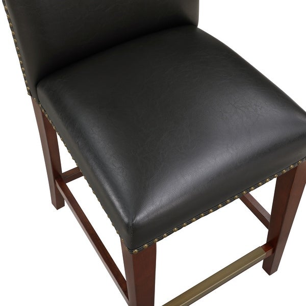 Britton Stationary Faux Leather Counter Stool with Nail Heads by Greyson Living