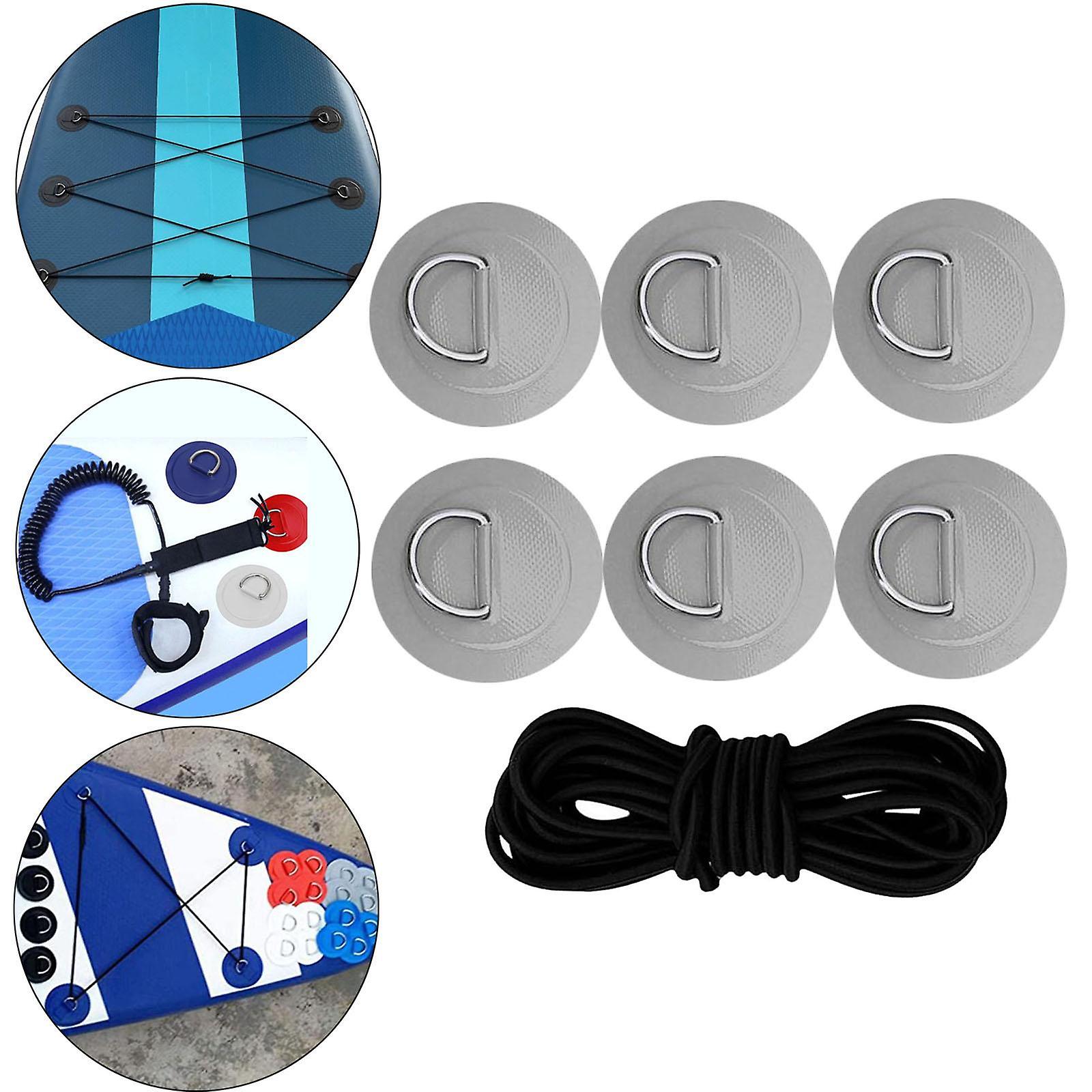 6 Pieces D Rings Pvc Patch Deck Rigging Kit For Inflatable Boat Kayak Dinghy Gray