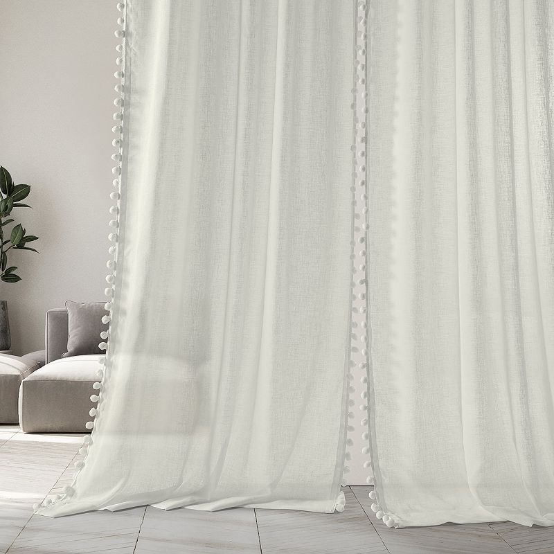 EFF Borla Patterned Faux Linen Sheer Window Curtain Panel