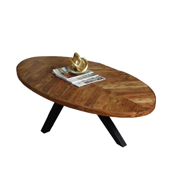 Posh Pollen Anton Oval Reclaimed Wood Coffee Table