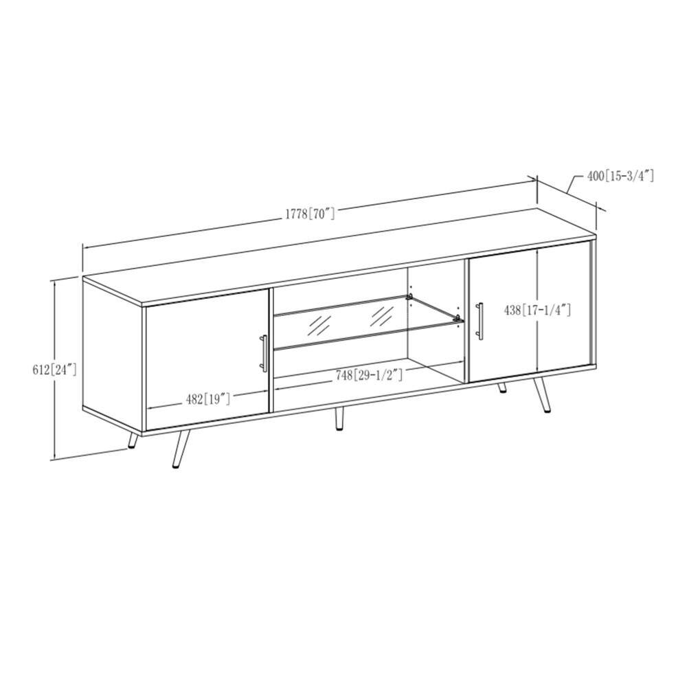 Walker Edison Furniture Company 70 in. Dark Walnut Composite TV Stand 75 in. with Doors HD70NORDW