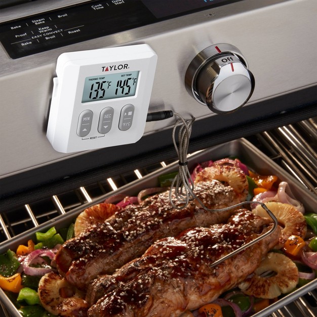 Taylor Programmable Digital Probe Kitchen Meat Cooking Thermometer With Timer