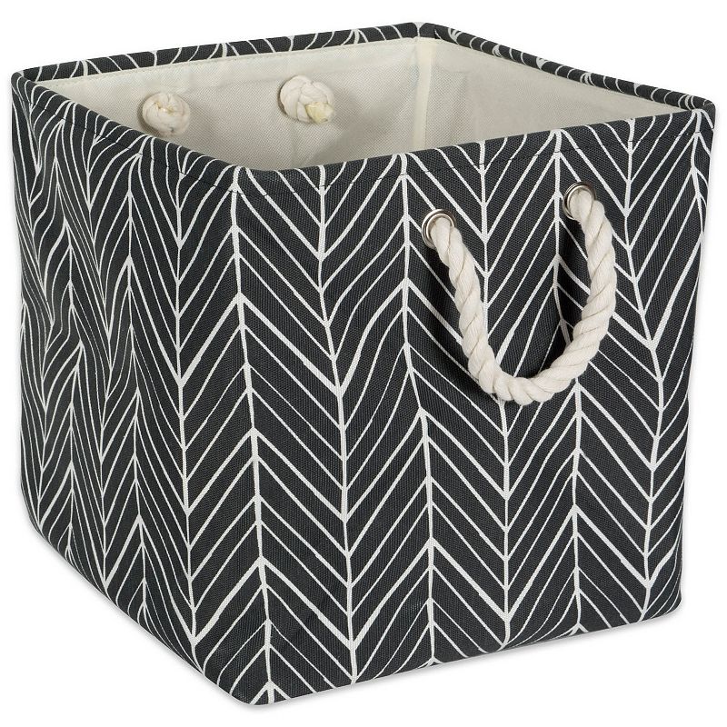 11 Square Polyester Storage Bin with Herringbone Design