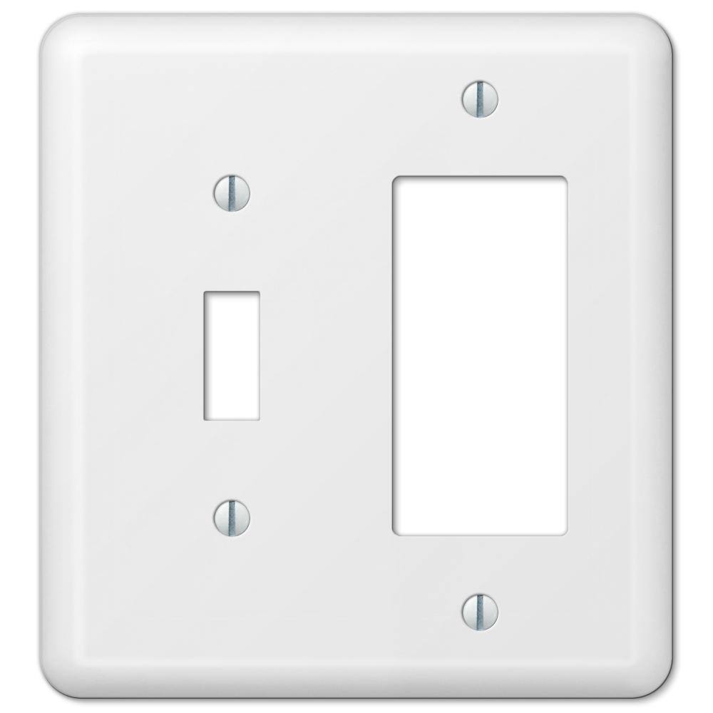 Hampton Bay Declan 2 Gang 1-Toggle and 1-Rocker Steel Wall Plate - White 935TRWHB