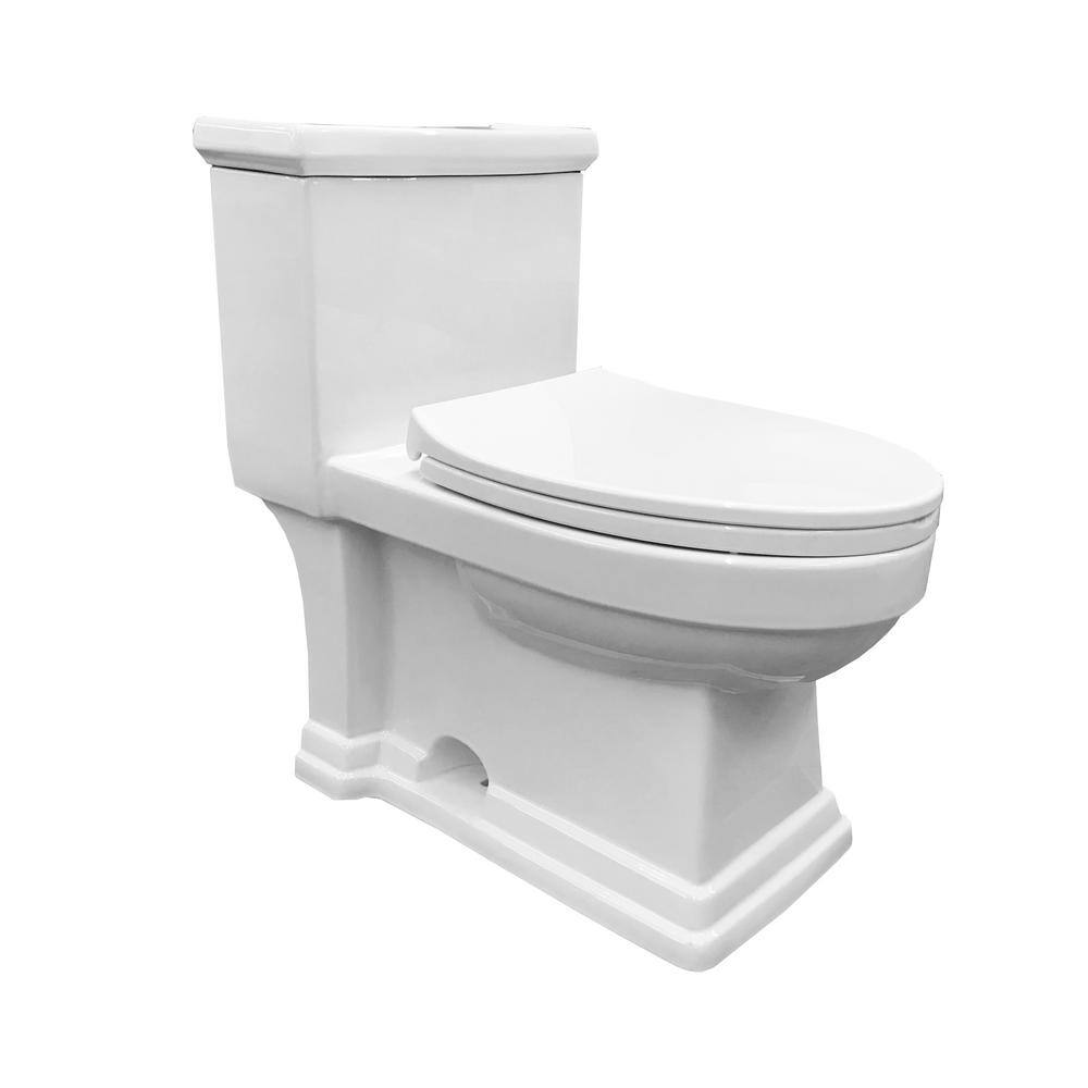 innoci-usa Block 1-piece 1.0 GPF1.5 GPF High Efficiency Dual Flush Elongated Toilet in White 81276i