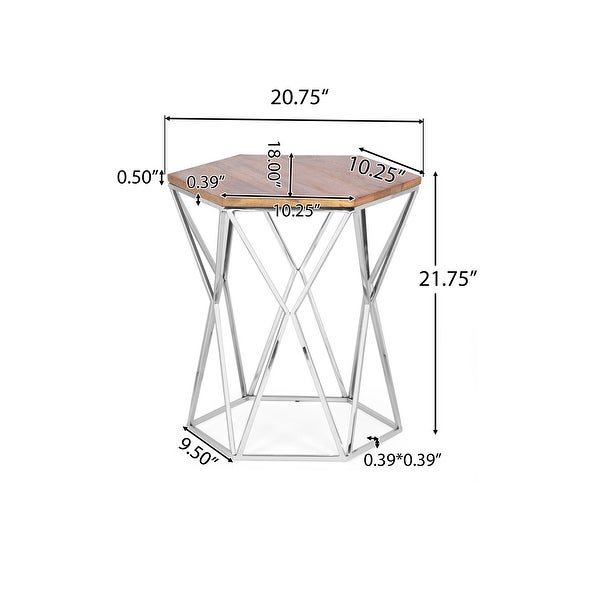 Cowger Mango Wood and Stainless Steel Handcrafted Side Table by Christopher Knight Home