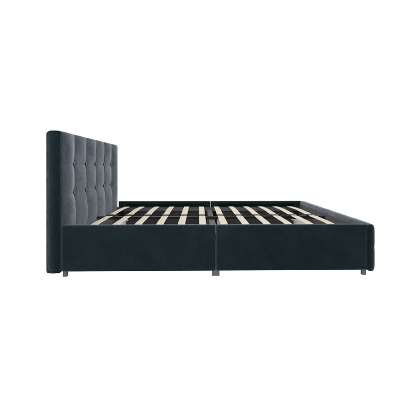 DHP Ryan Blue Velvet Upholstered Bed w/storage Queen