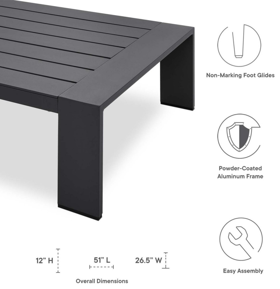 Indoor/Outdoor Coffee Table  Aluminum Construction With Large Slatted Top   Transitional   Outdoor Coffee Tables   by Declusia  Houzz