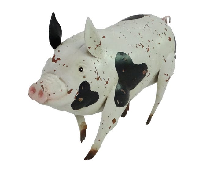 Alpine Black and White Metal Pig Décor - MBG132HH