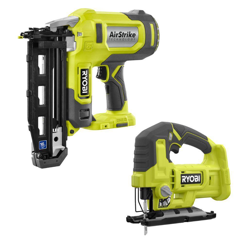 RYOBI ONE+ 18V 16-Gauge Cordless AirStrike Finish Nailer with Cordless Jig Saw (Tools Only) P326-PCL525B