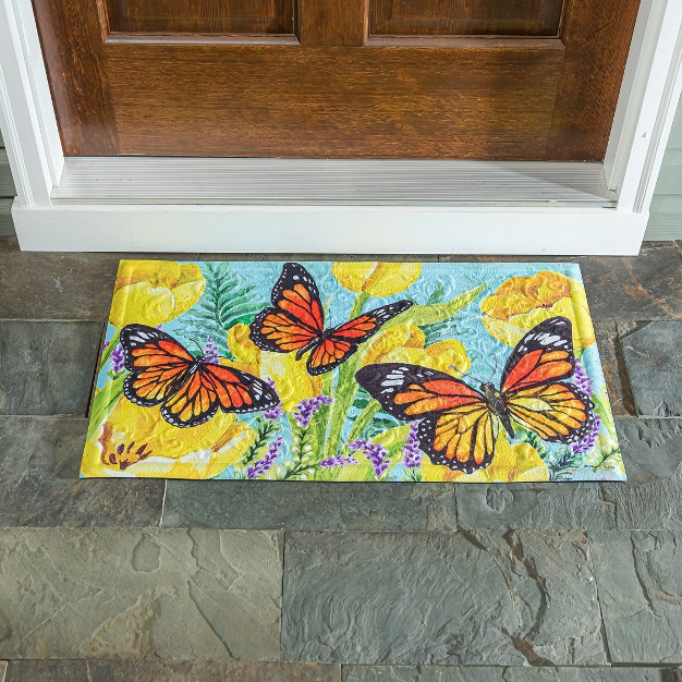 Tulip And Butterfly Embossed Floor Mat