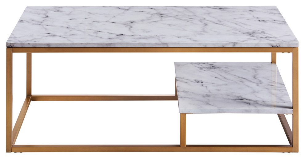 Marmo Coffee Table with Faux Marble Top   Contemporary   Coffee Tables   by TEAMSON US INC  Houzz