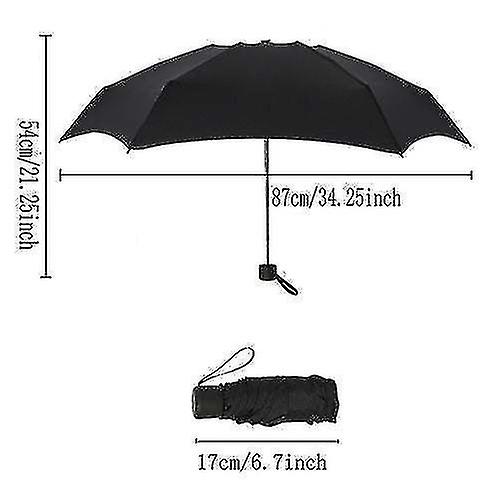 Small Fashion Mini Pocket Folding Uv Protection Waterproof Umbrella (black)