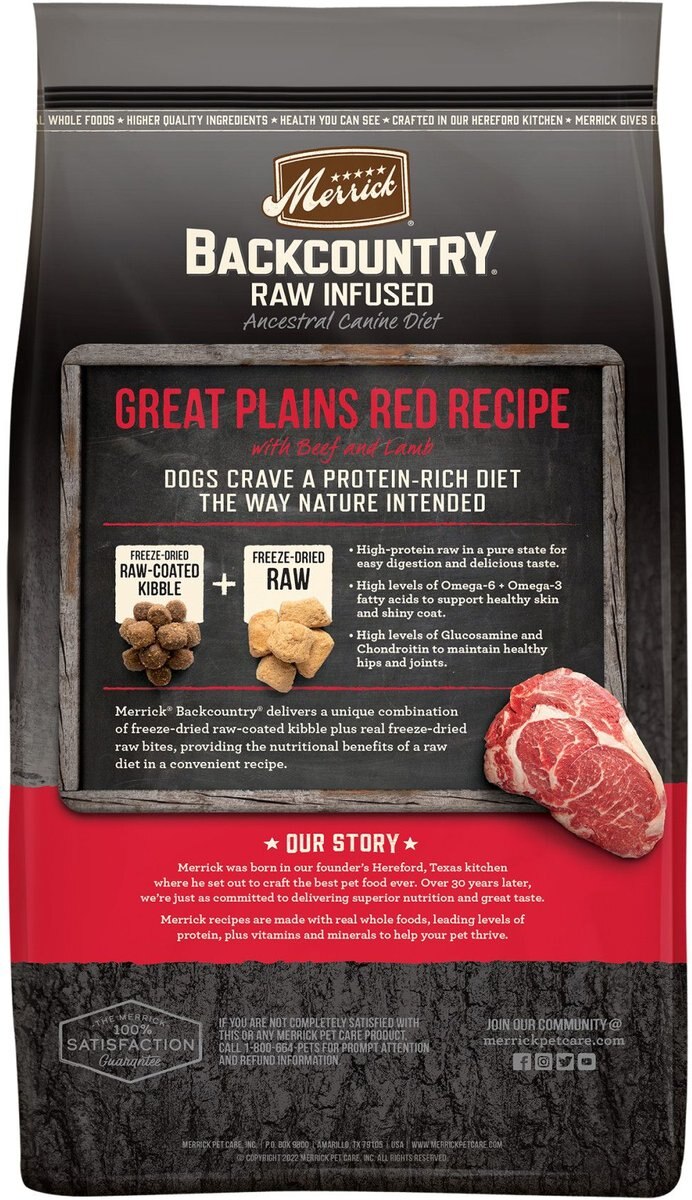 Merrick Backcountry Raw Infused Grain Free Great Plains Red Recipe Freeze Dried Dog Food