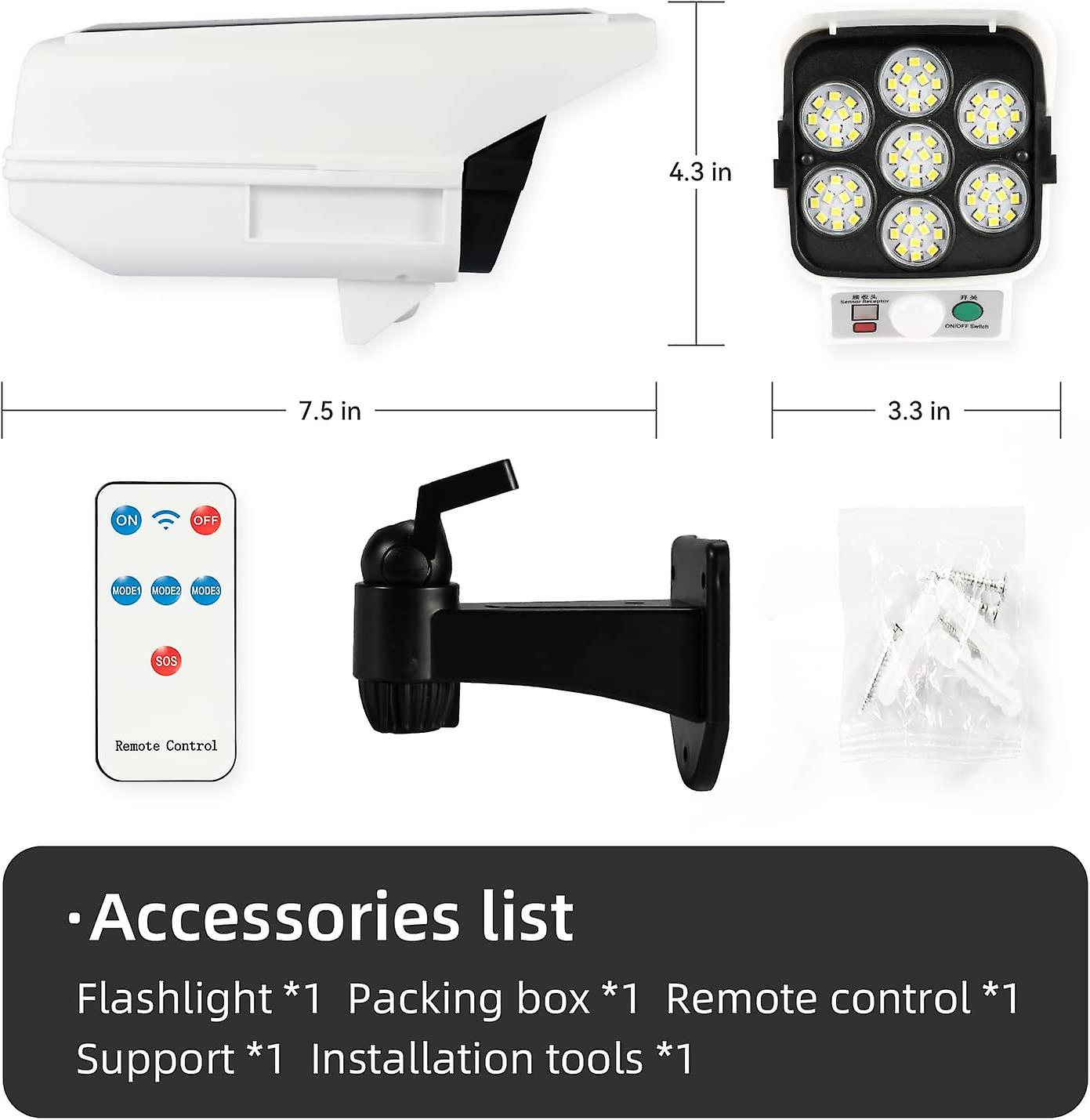 High Simulation Camera Solar Flood Light With Motion Sensor Remote Control Waterproof Led Bright Security Lights For Outdoor