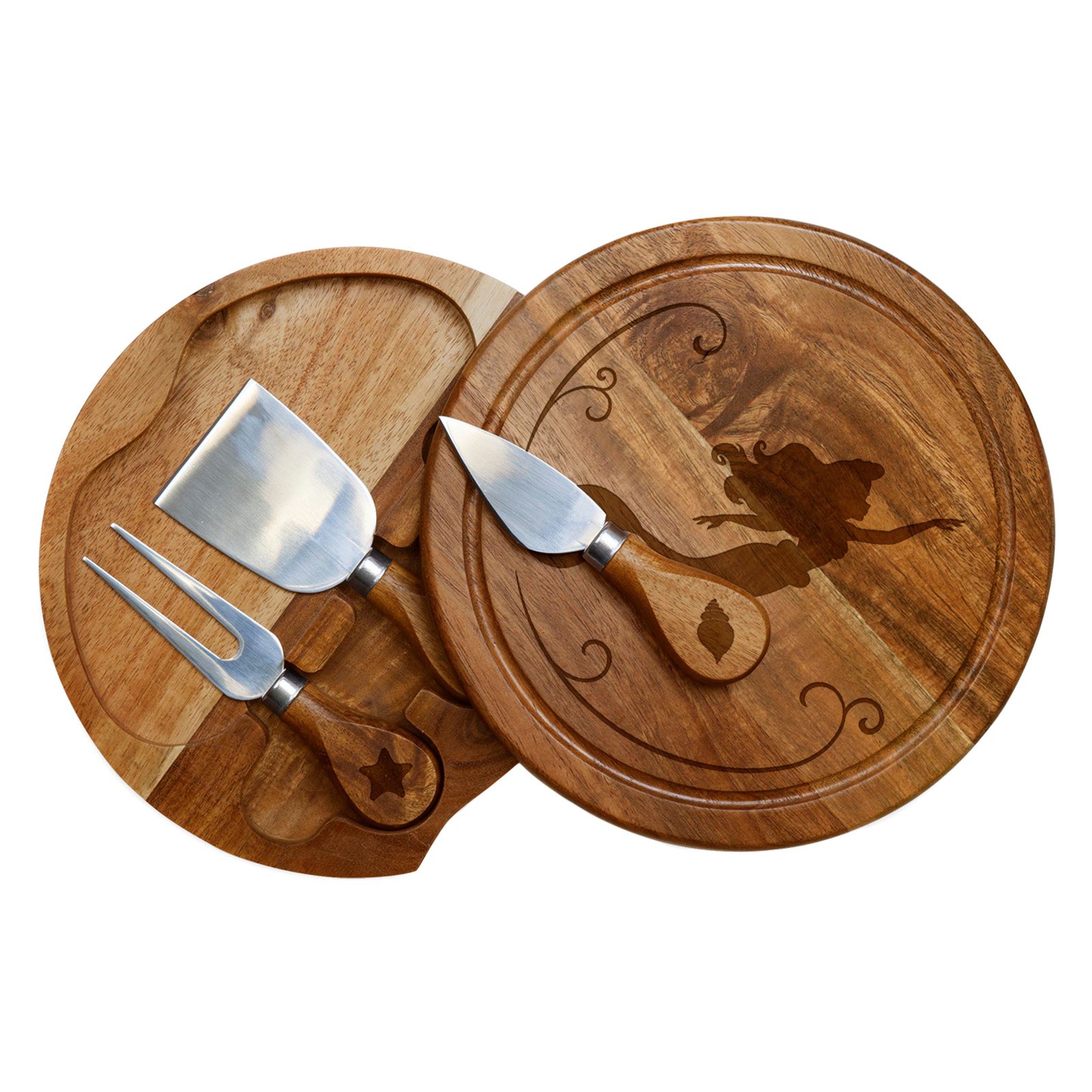 Picnic Time The Little Mermaid Acacia Brie Cheese Board and Tools Set