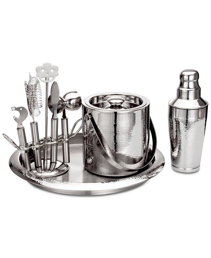 Godinger Hammered Stainless Steel 9-Pc. Barware Set