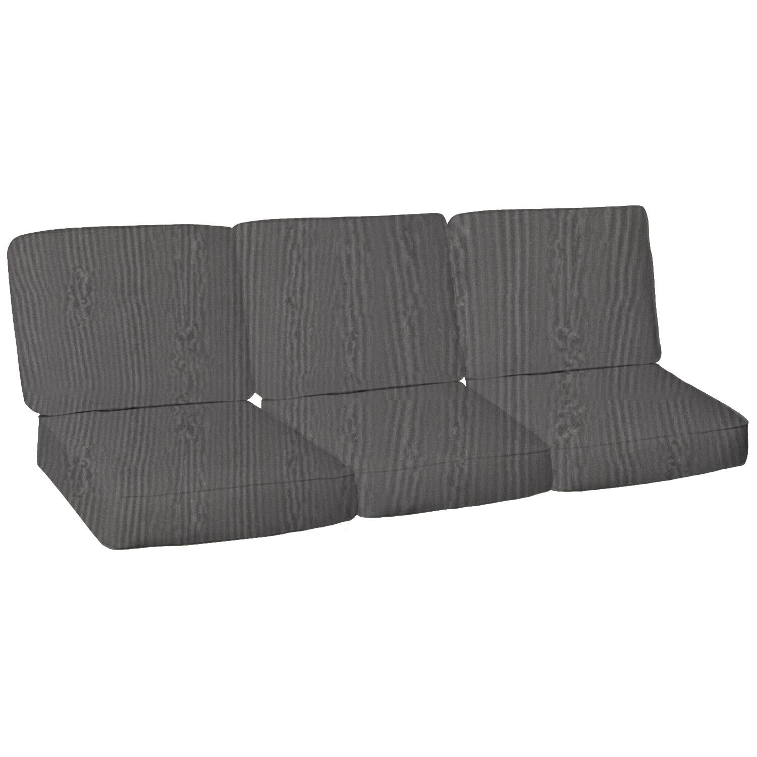 Sunbrella Canvas Charcoal 6 Piece Small Outdoor Replacement Sofa Cushion Set W/ Piping By Signature