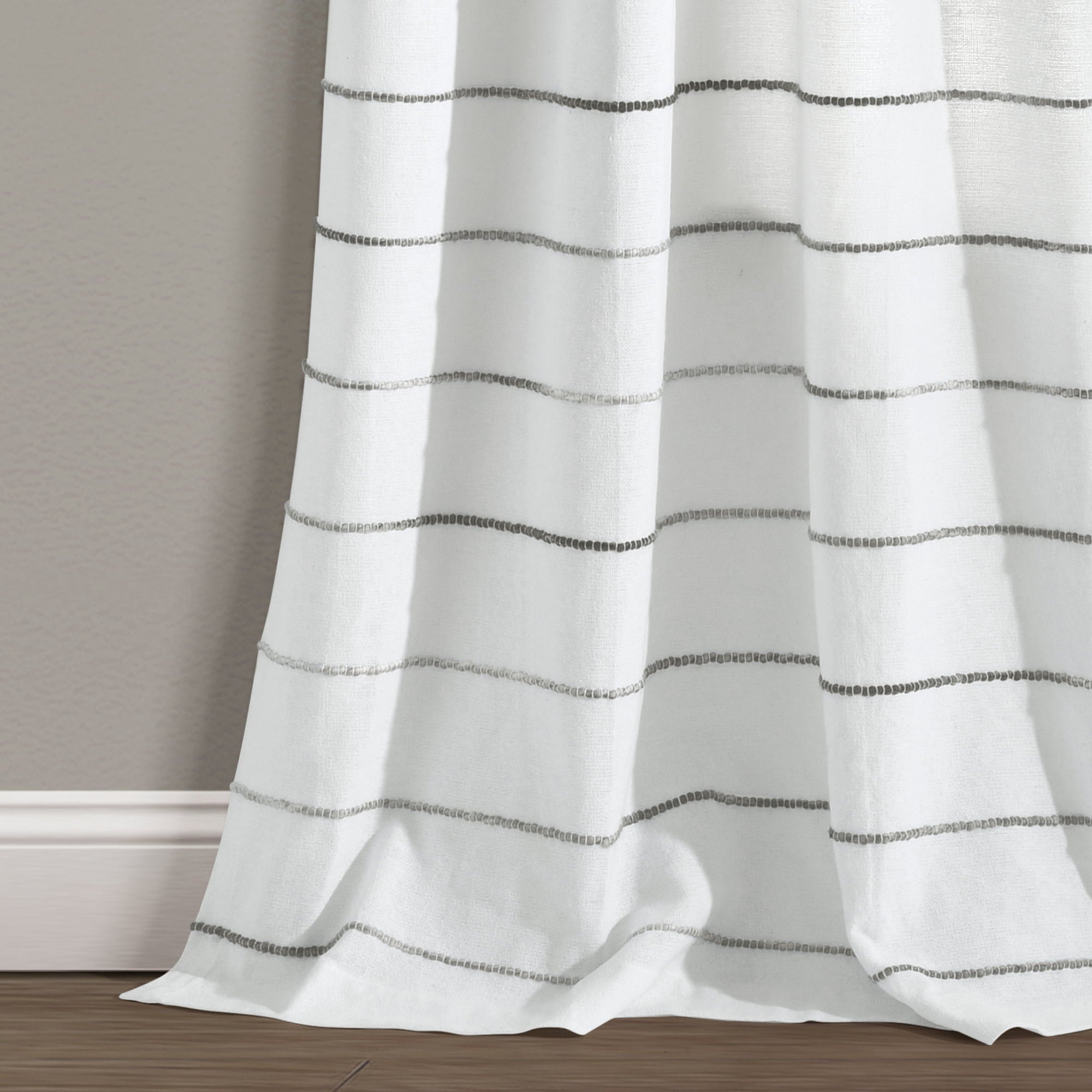 Lush Decor Ombre Stripe Woven 84" x 40" Stripe Gray 80% Cotton, 20% 3" Rod Pocket Pair Window Panel Curtain