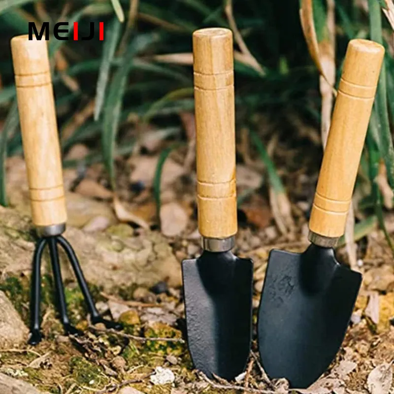 MEIJI 2023 Outdoor Green House Garden Supplies Wheat Straw Handle Trowel Transplanter Cultivator Fork Garden Hand Tool Set