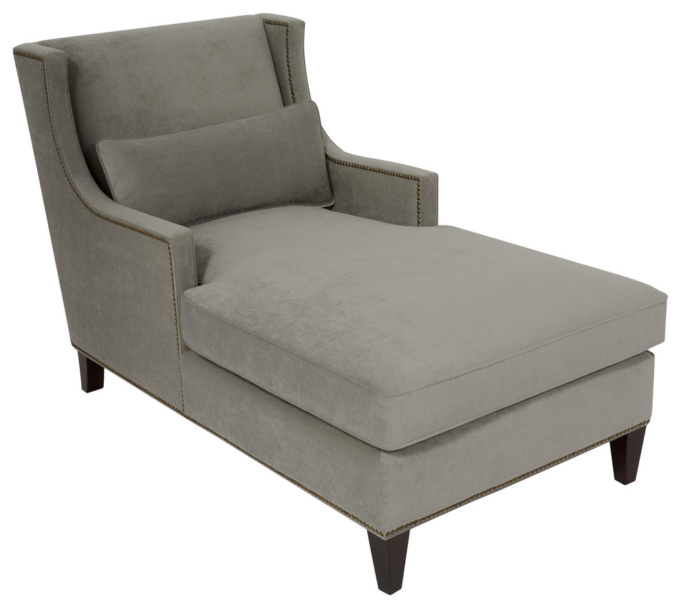 Vitali Gray Velvet Chaise   Transitional   Indoor Chaise Lounge Chairs   by Safavieh  Houzz