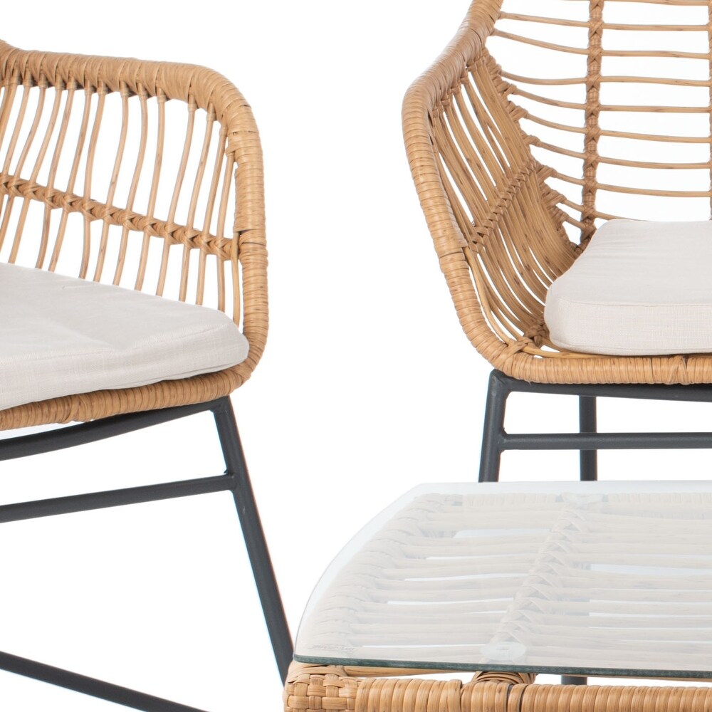 SAFAVIEH Outdoor Living Roston Rattan 4 piece Patio Set