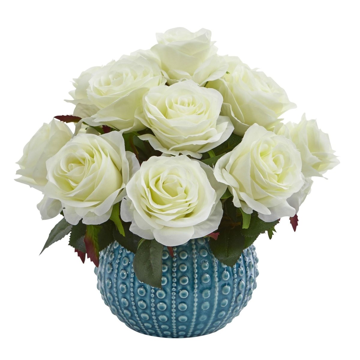 11.5’’ Rose Artificial Arrangement in Blue Ceramic Vase