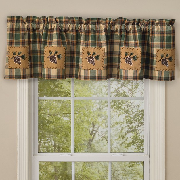 Park Designs Scotch Pine Lined Patch Valance Green