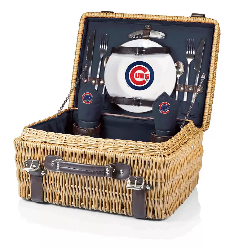 Picnic Time Chicago Cubs Champion Willow Picnic Basket with Service for 2