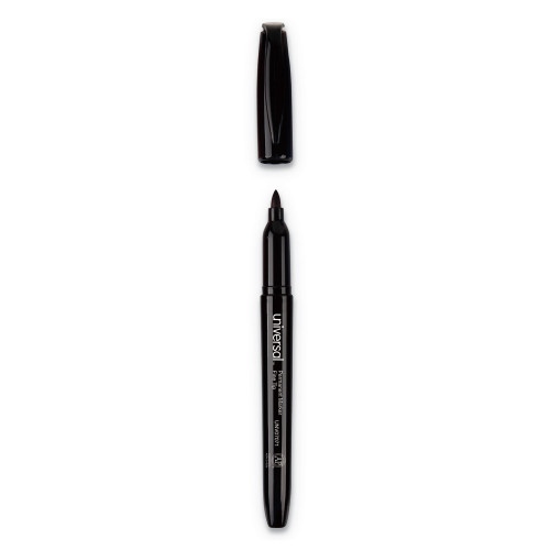 Universal Pen-Style Permanent Marker， Fine Bullet Tip， Black， Dozen (07071)