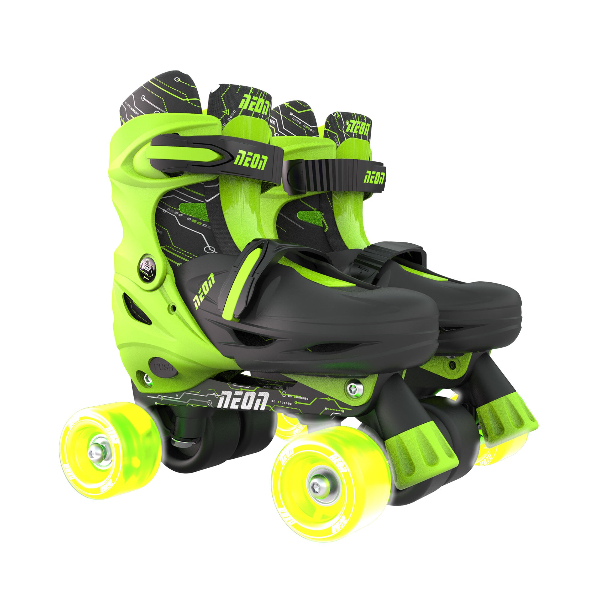 Neon Combo 2-in-1 Child Skates Inline and Quad - Unisex, Size 12-2 Adjustable, One Pair, Green