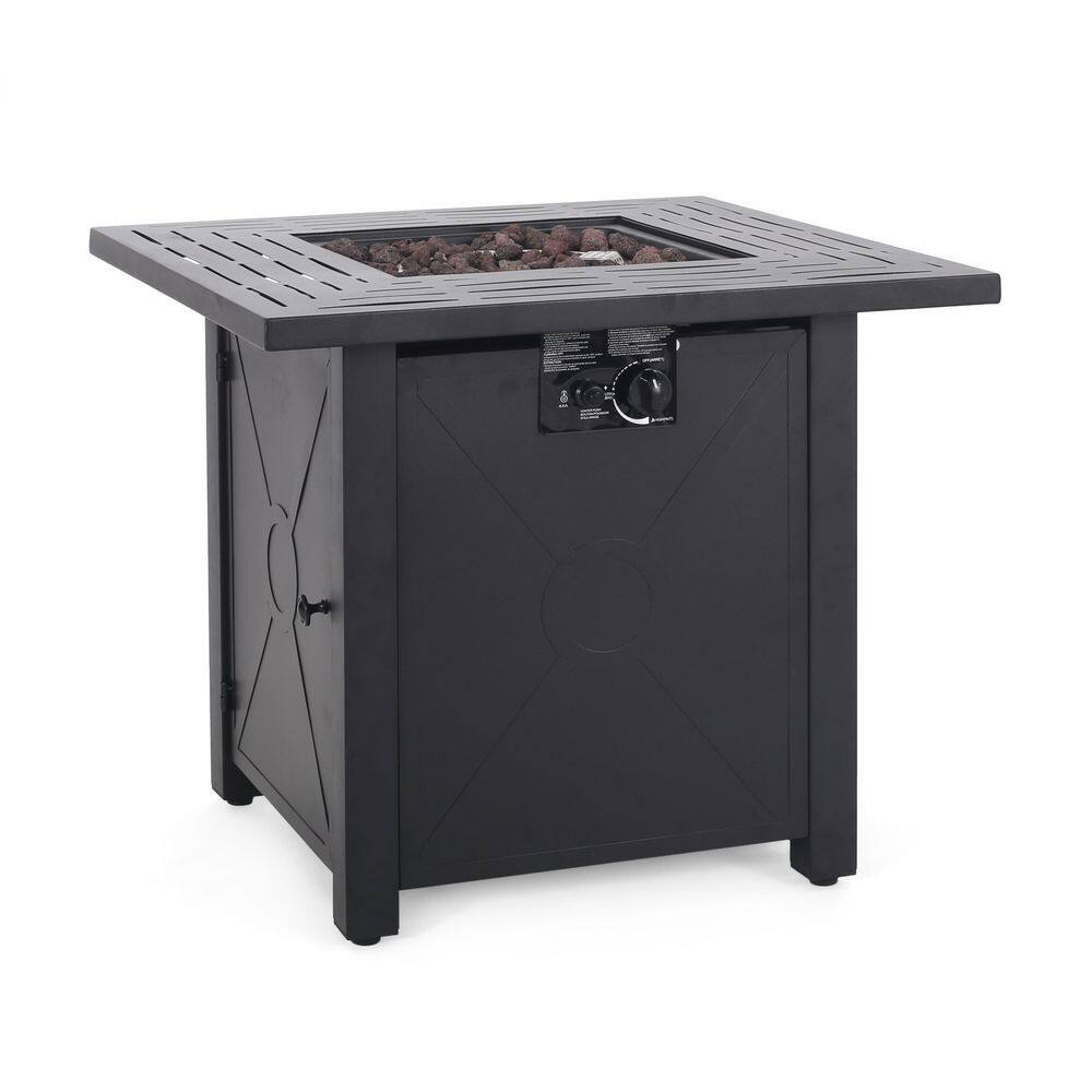 Noble House Haraldson Black Square Metal Fire Pit 109121