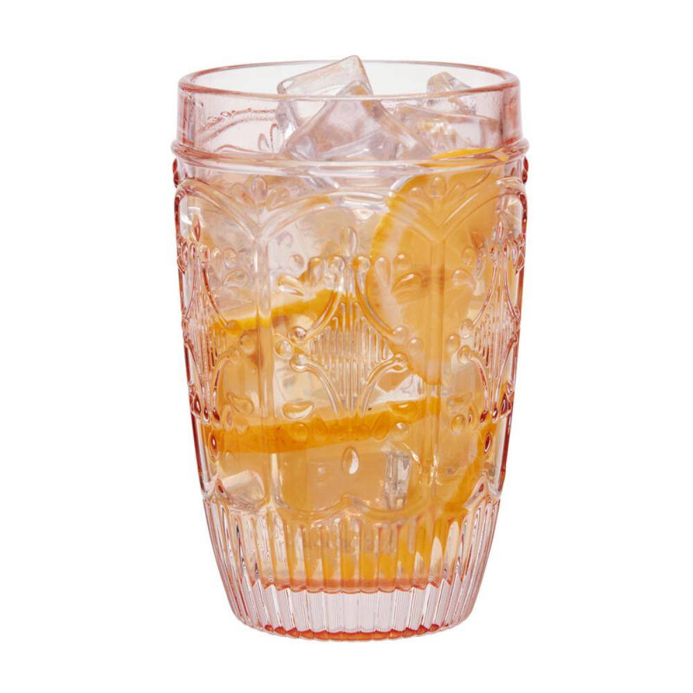 FITZ and FLOYD Trestle 12 oz Blush Highball Glass Set (Set of 4) 5289918