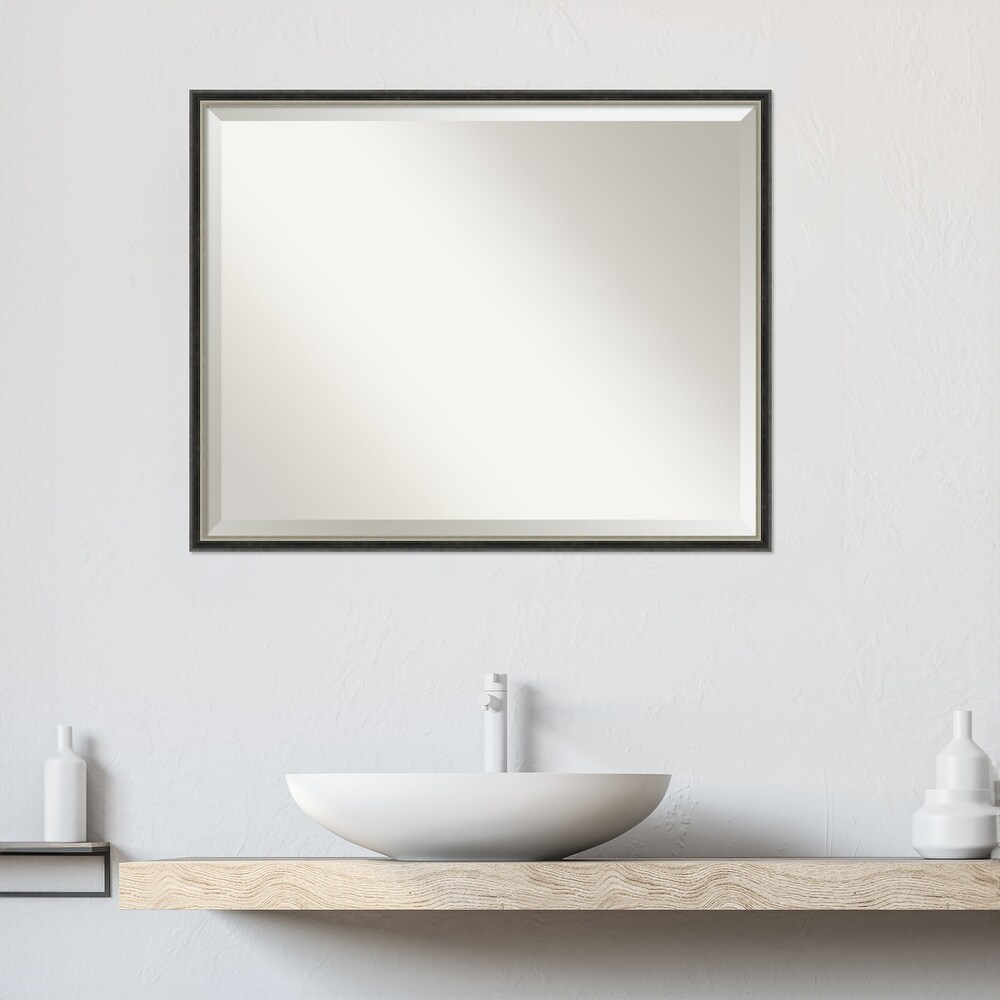 Theo Narrow Beveled Wood Framed Bathroom Vanity Wall Mirror