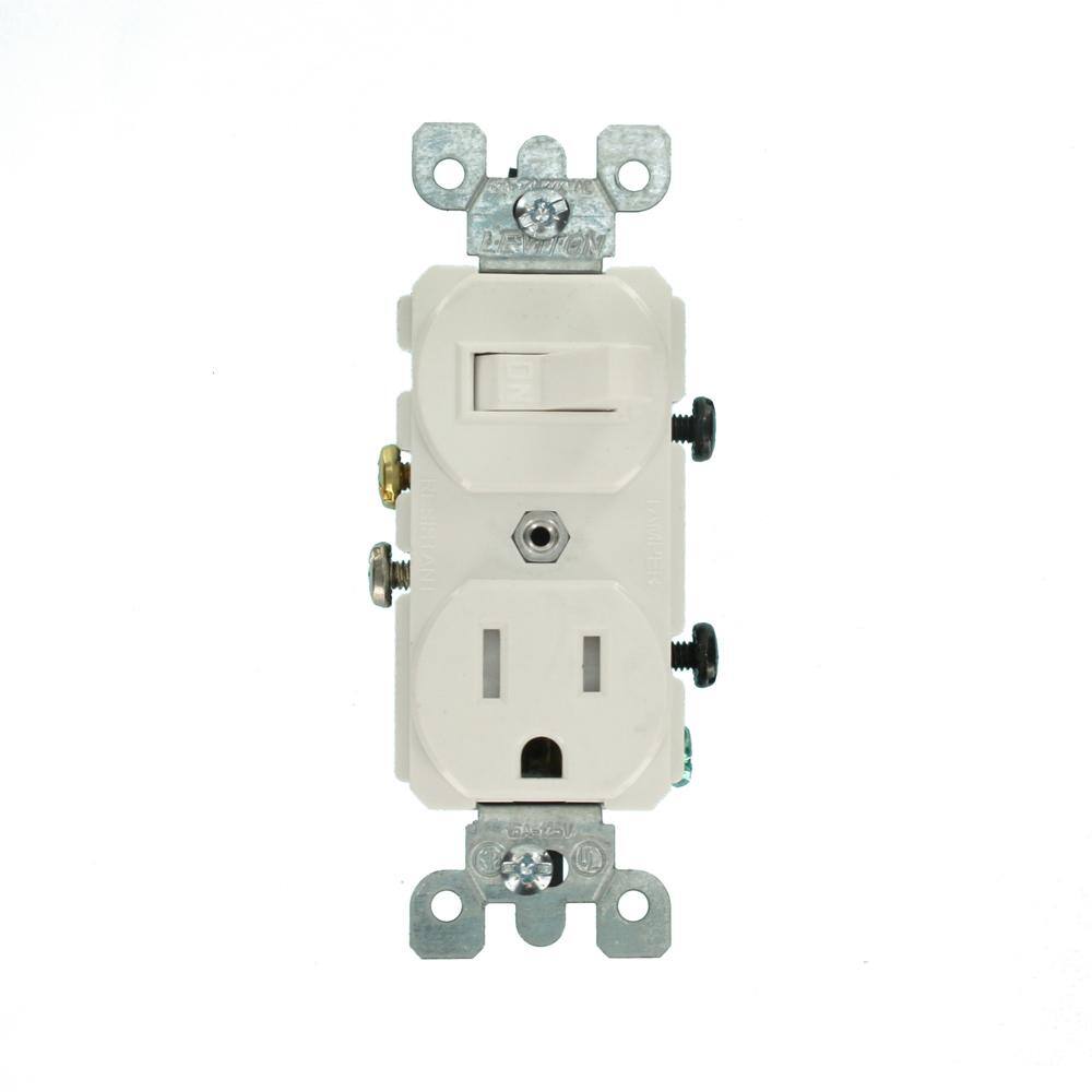 Leviton 15 Amp Tamper-Resistant Combination Switch and Outlet White R62-T5225-0WS