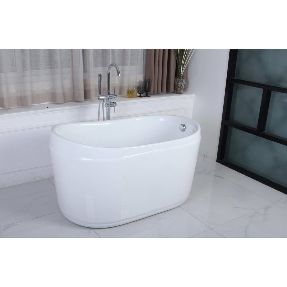 52 in. Acrylic Reversible Drain Oval Flatbottom Freestanding Bathtub in White HVTRS522928