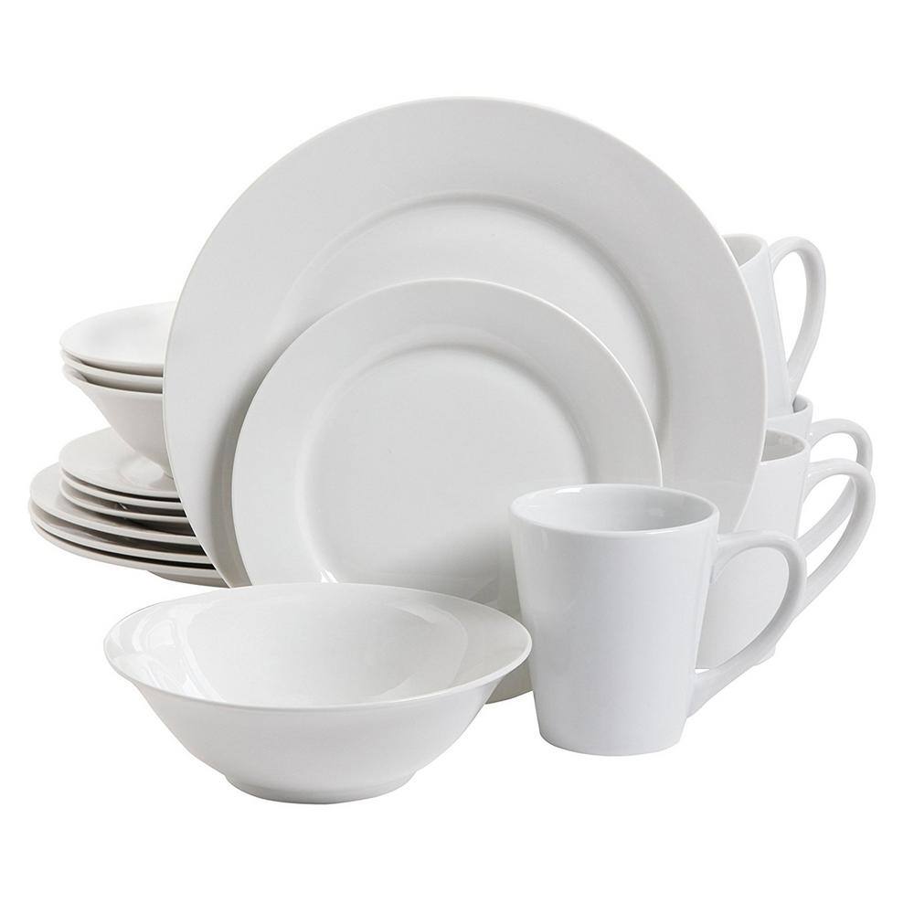 Gibson Noble Court 16-Piece Contemporary White Porcelain Dinnerware Set (Service for 4) 98599970M