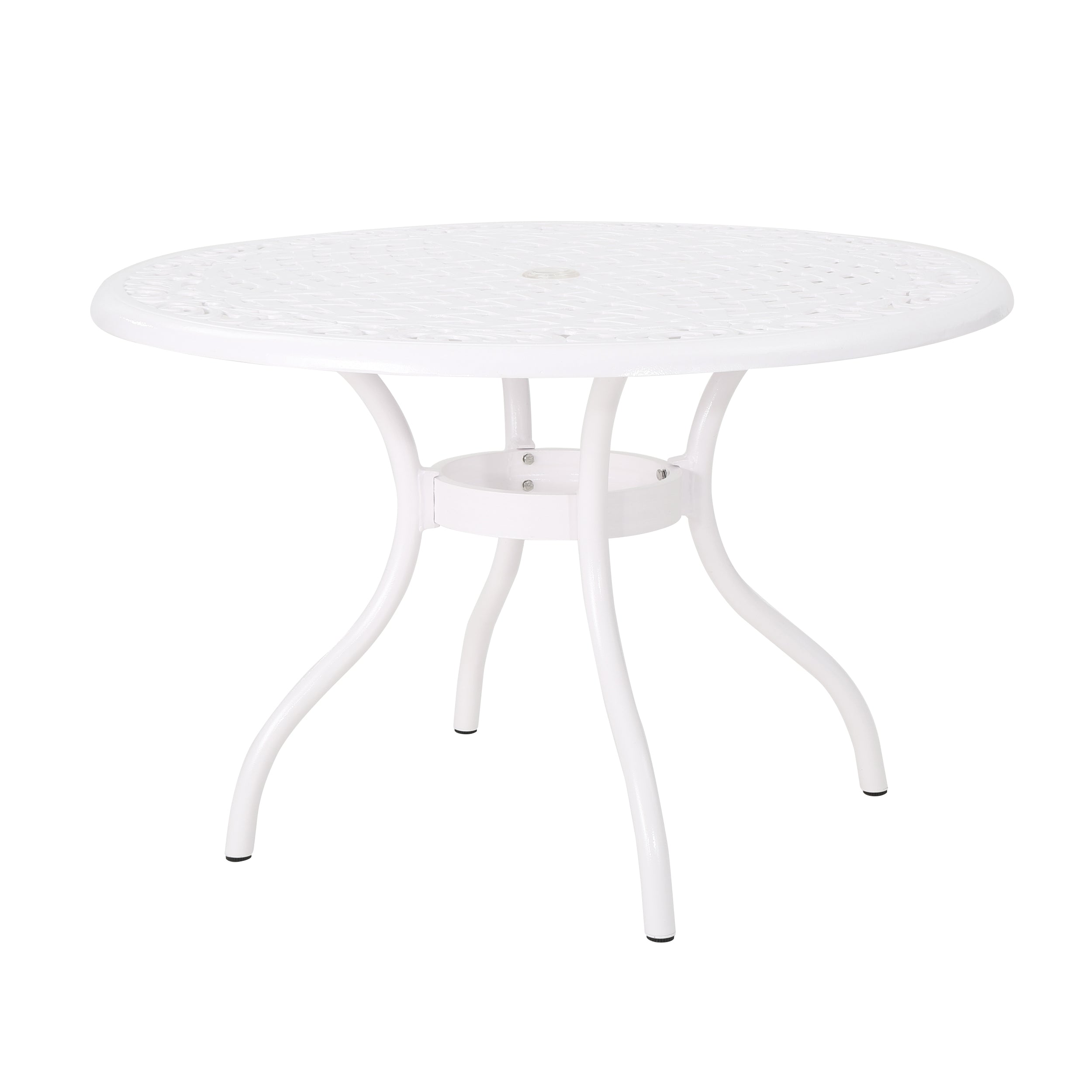 Simon Outdoor Aluminum Round Dining Table, White