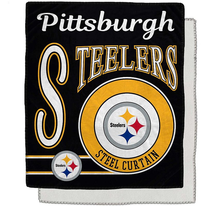 Pittsburgh Steelers 50 x 60 Retro Emblem Flannel Fleece Sherpa Blanket