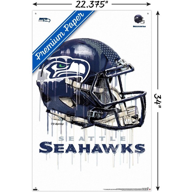 Trends International Nfl Seattle Seahawks Drip Helmet 20 Unframed Wall Poster Prints