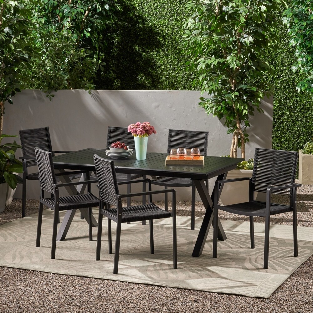 Taku 7 piece Expandable Table Dining Set by Christopher Knight Home