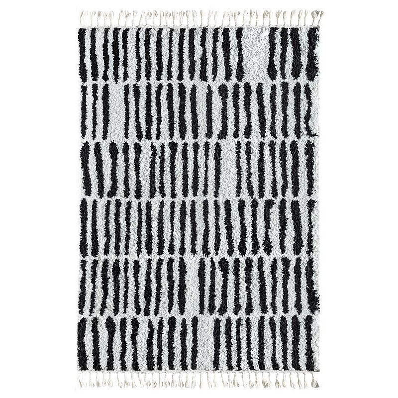 CosmoLiving Rugs America Cyprus Modern Stripe Night Odyssey Area Rug